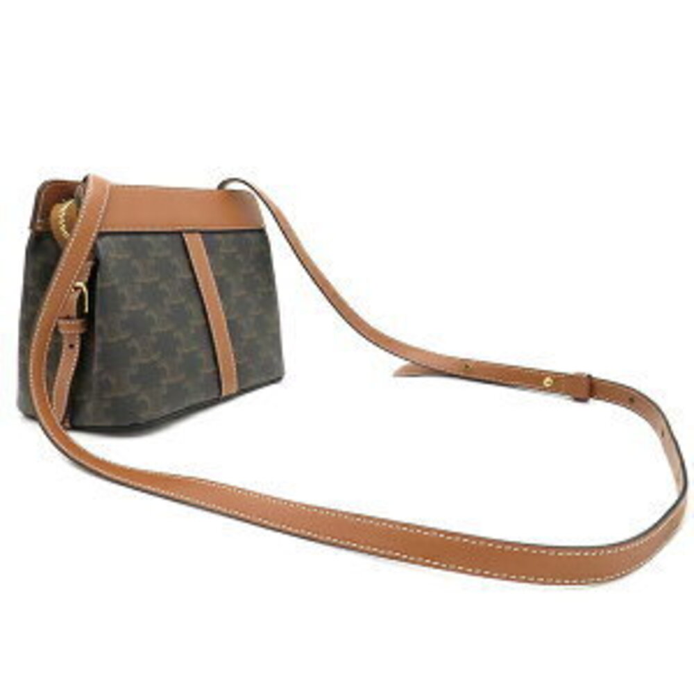 Celine Teen Cabas de shoulder bag leather Triomphe canvas tan black brown - Picture 2 of 9